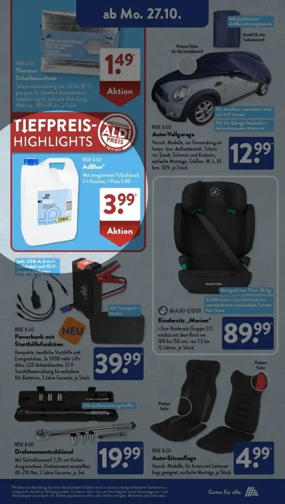 AdBlue Angebot bei Aldi am 27.Oktober 2025.